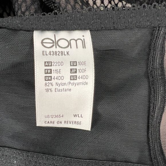 44DD- NWT Charley Plunge‎ J-Hook Bra Stretch Lace Underwire Mesh Black Bra - Picture 10 of 10